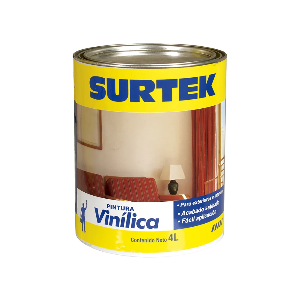 Cubeta de pintura vinílica 4 lt color blanco surtek