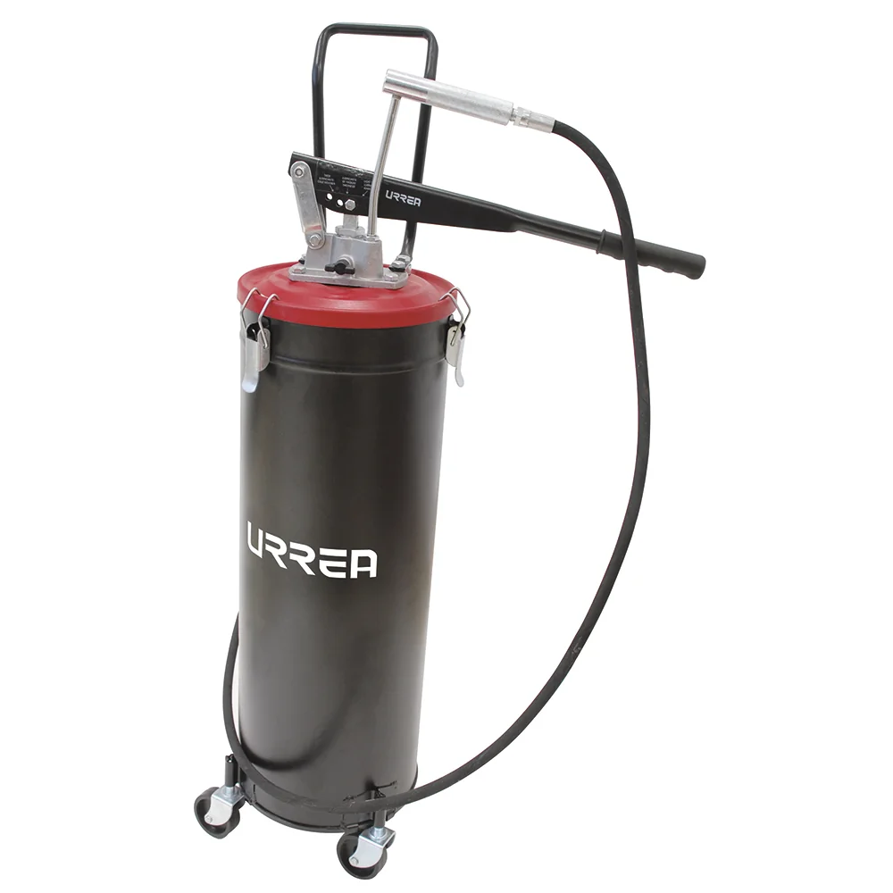 Inyector de grasa con cubeta de palanca con ruedas de 20 kg, 4,000 psi urrea
