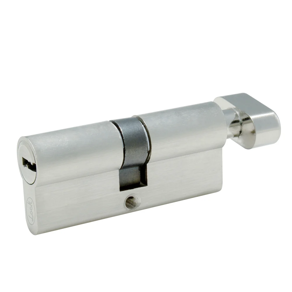 Cilindro europeo 70 mm función sencila, níquel satinado, ranura mariposa, en caja lock