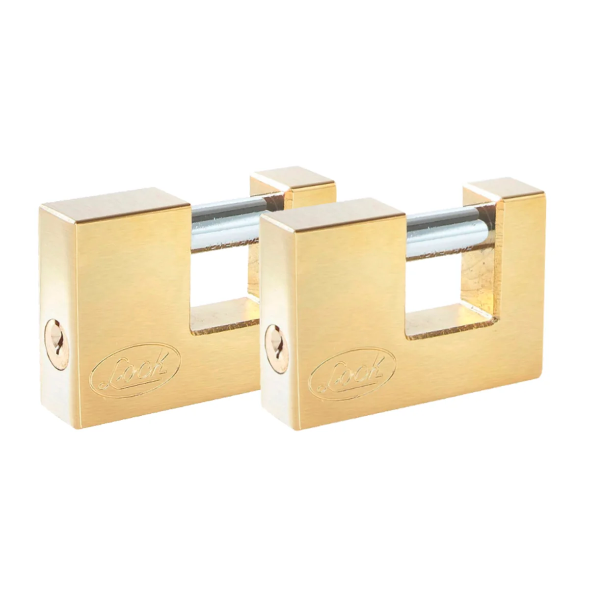 Juego de candados para cortina 80 mm, latón brillante, llave estándar, 2 piezas lock