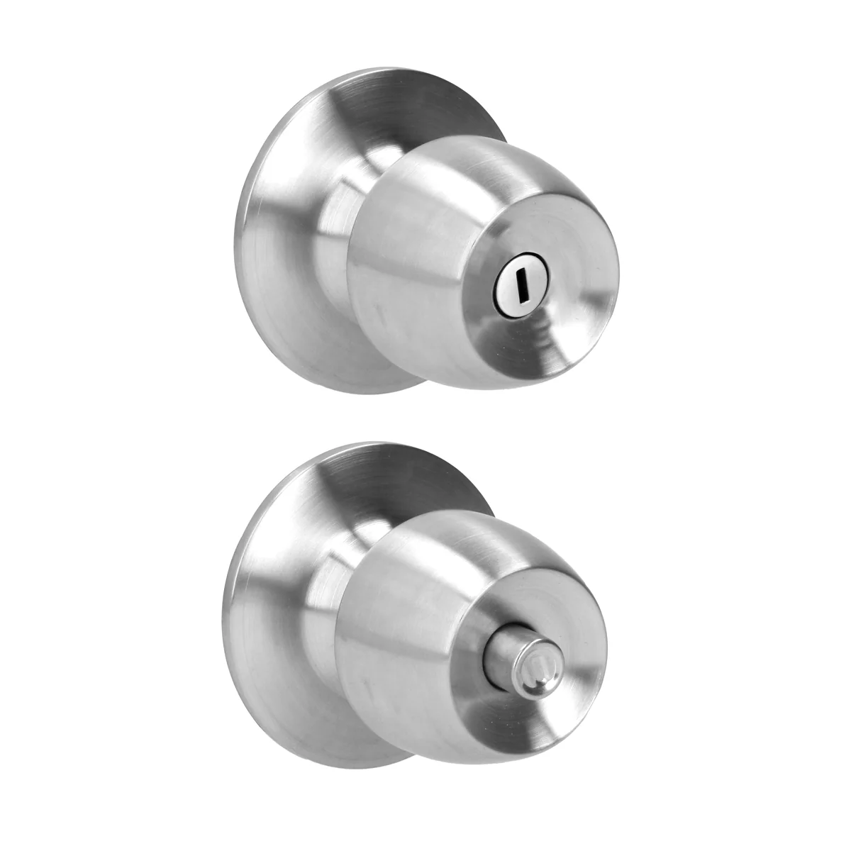 Pomo cilíndrico media copa función baño, acero inoxidable, llave estándar, blíster prolok
