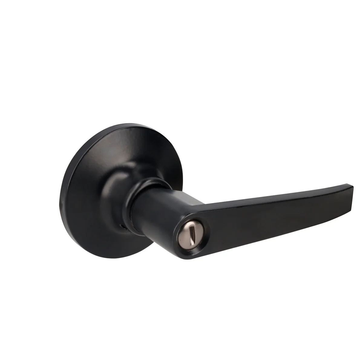 Manija tubular recta función baño, negra, llave estándar, blíster lock