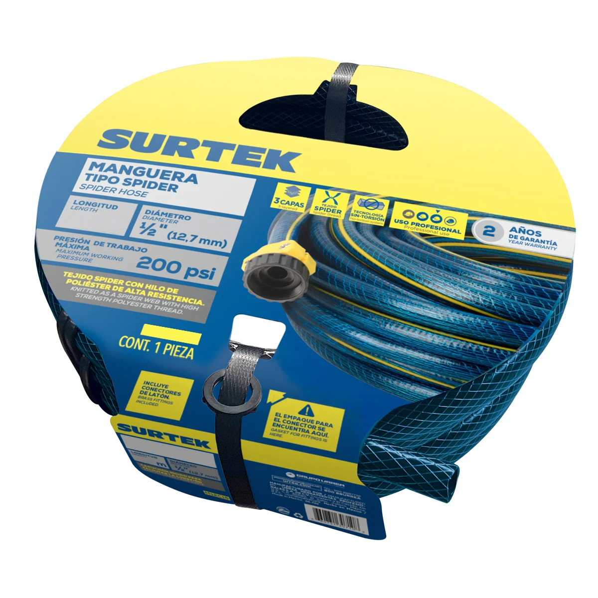 Manguera para jardín spider con conector plástico 1/2", 25 m surtek