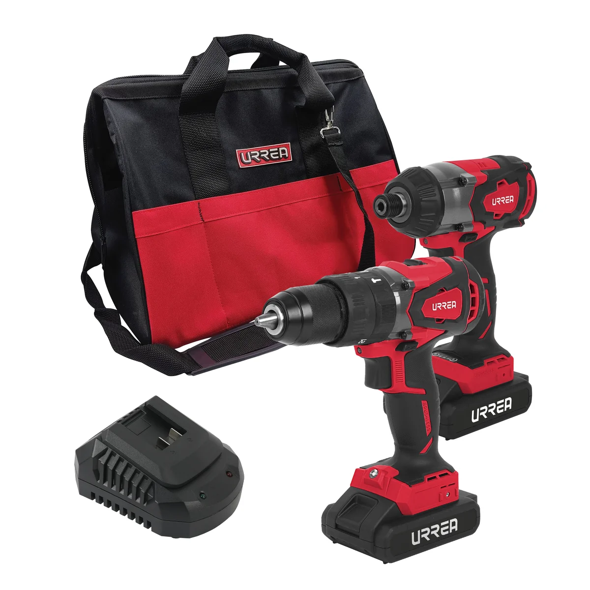 Juego de rotomartillo y atornillador de impacto a batería li-ion 20 v, 2 piezas en mochila urrea