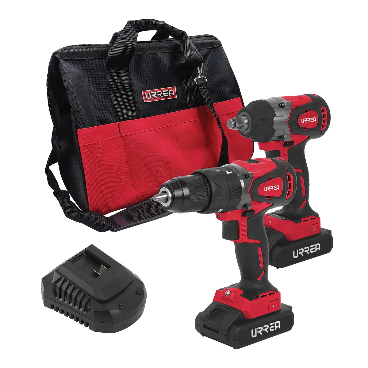 Juego de rotomartillo y pistola de impacto a batería li-ion 20 v, 2 piezas en mochila urrea