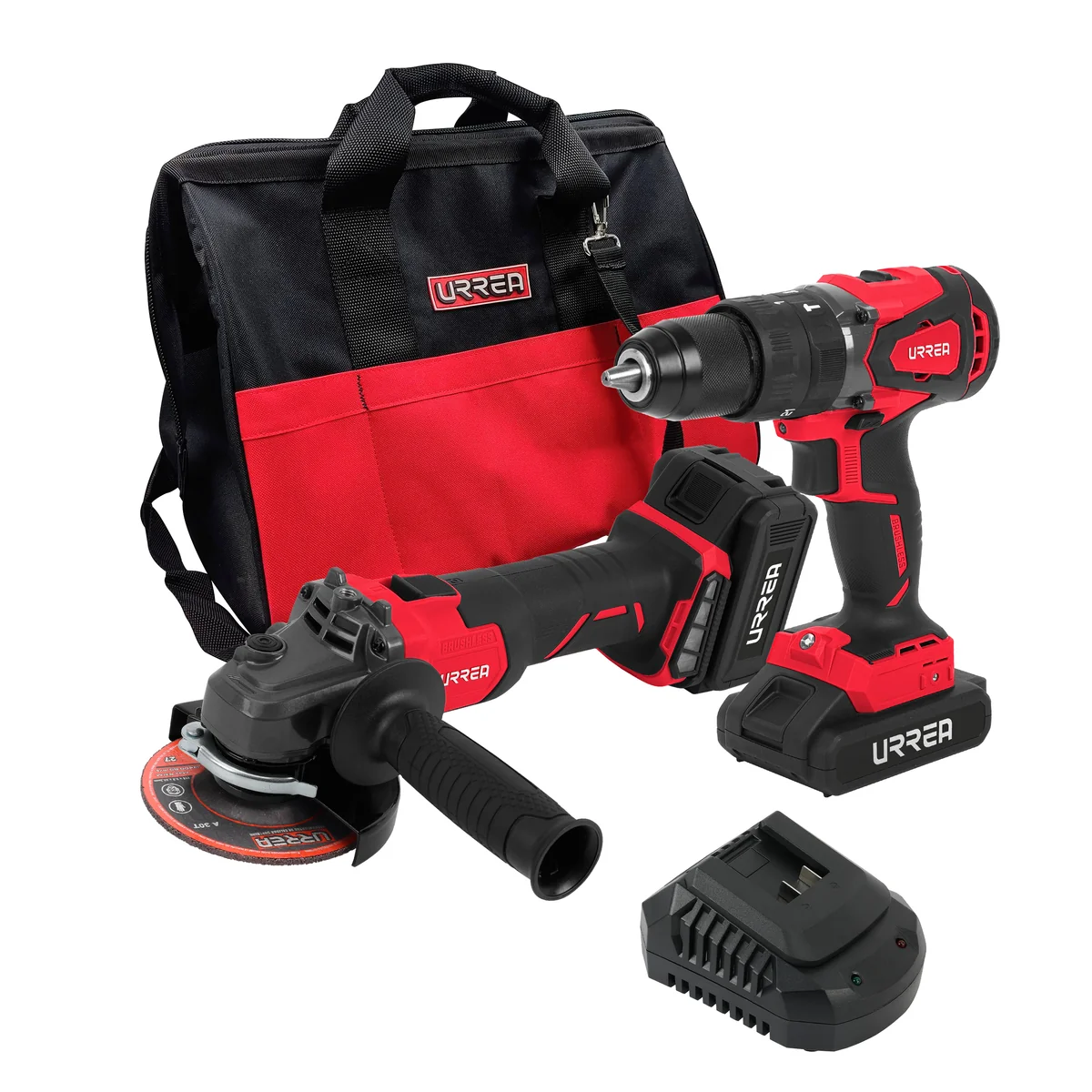 Juego de rotomartillo y esmeriladora de impacto a batería li-ion 20 v, 2 piezas, en mochila urrea