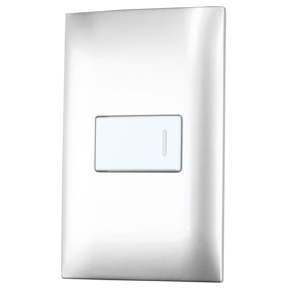 Placa 1 interruptor 1/3, línea americana, color plata surtek