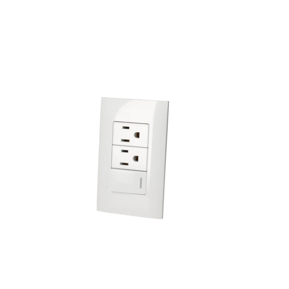 Placa 1 switch 2 contactos 1/3, línea americana, color blanco surtek