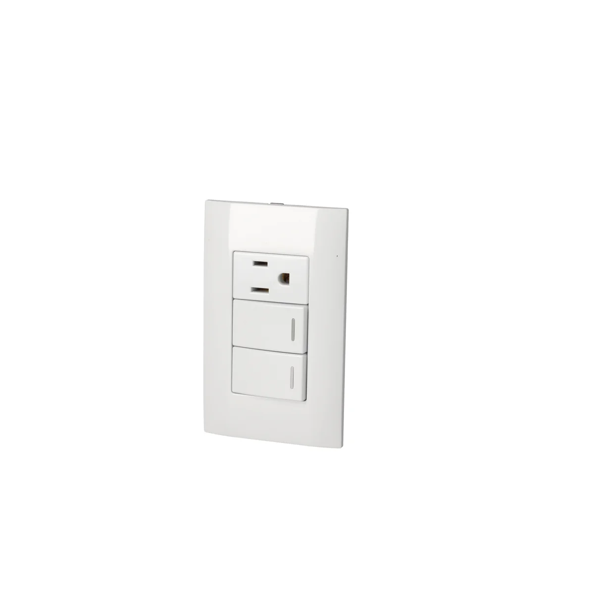 Placa 2 switch 1 contacto 1/3, línea americana, color blanco surtek