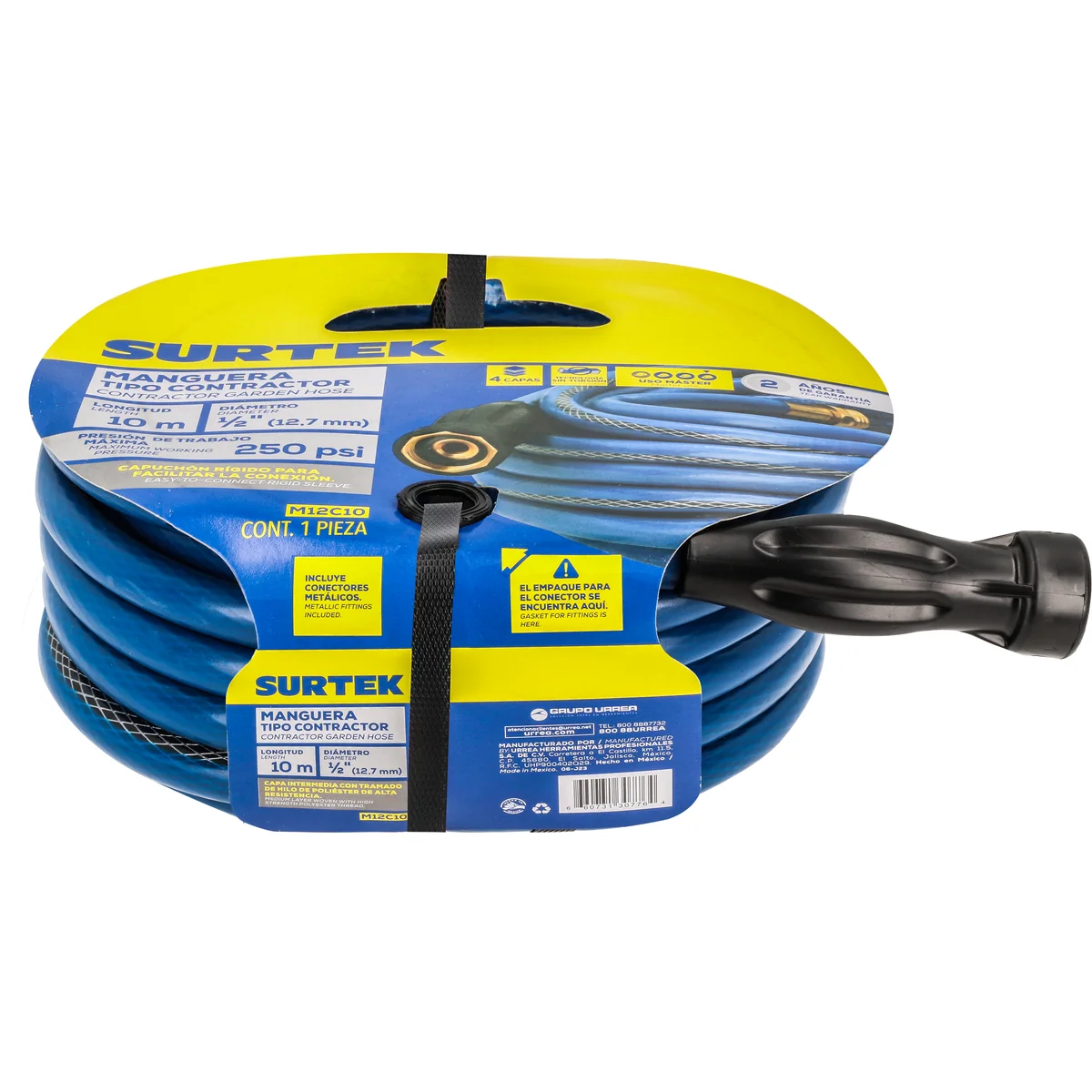 Manguera para jardín contractor con conector metálico 1/2", 10 m surtek