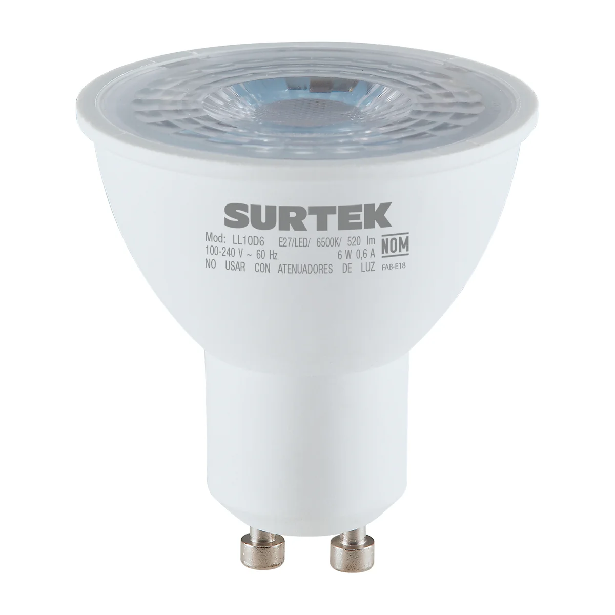 Lámpara de led tipo gu10, 6 w luz cálida surtek