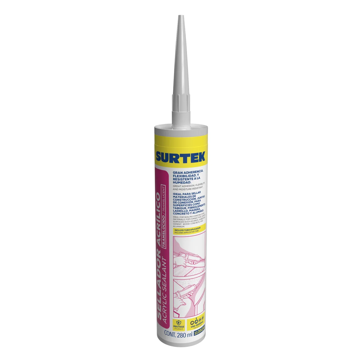 Sellador acrílico color translúcido 280 ml surtek
