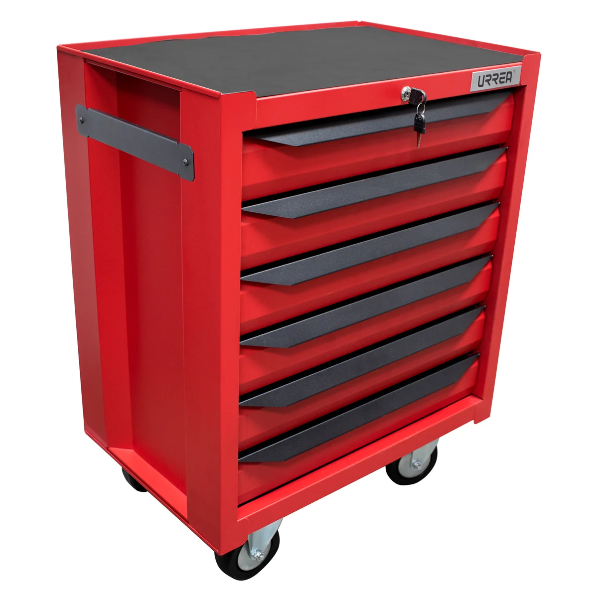 Gabinete móvil con 6 gavetas color rojo y negro 27" serie in urrea