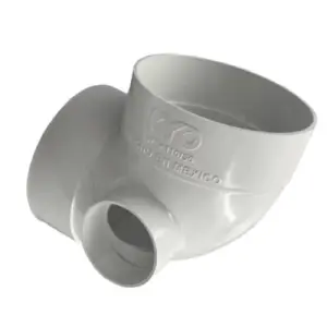 Pvc codo 90 x 4pulg c/sal lateral 2pulg sanitario