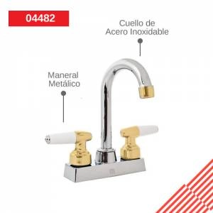 Mezcladora p/lavabo 4pulg tipo bar cuello acero inox maneral piruli cromo