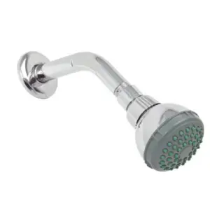 Regadera antisarro cromada 3-1/4 c/brazo de abs y chapeton inox