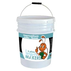 Impermeabilizante acrilico-fibratado 5 a#os rojo cub 19 lts makers