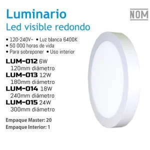 Lampara led 6 w redondo sobreponer visible