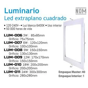 Lampara led 6 w extraplana cuadrada