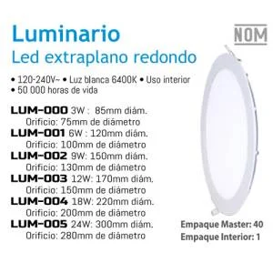 Lampara led 12 w extraplana redonda