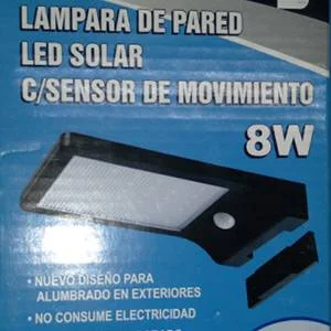 Lampara de pared led solar c/sensor de movimiento 8w bat 10 hrs baja
