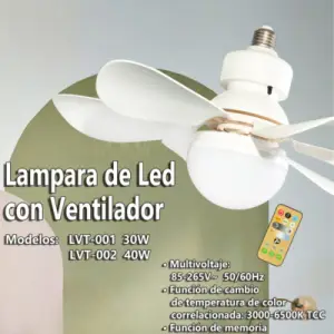 Lampara led de techo con ventilador 30w
