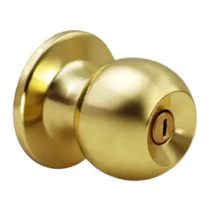 Cerradura pomo tubular bano bola laton brillante caja
