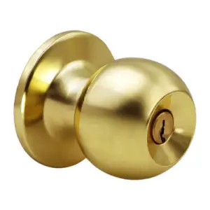 Cerradura pomo tubular entrada c/llave bola laton brillante caja