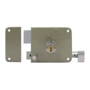 Cerradura sobreponer beige izquierda pre-ensamblada caja