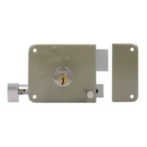 Cerradura sobreponer beige derecha pre-ensamblada caja